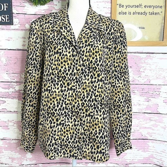 VINTAGE NORTON MCNAUGHTON Collared Button Down Animal Print Shirt Size 12 - Picture 1 of 5